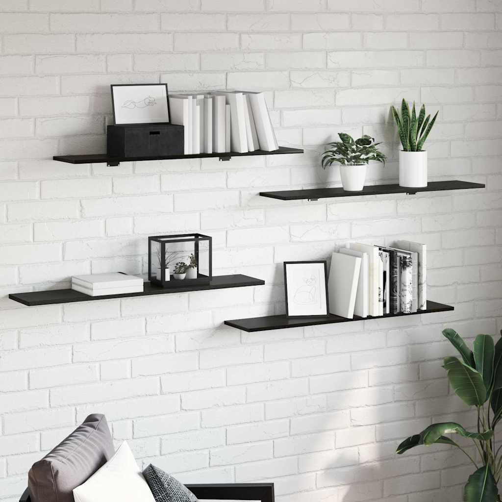 Bokhylla Bräda 4 pcs Svart 100 x 20 x 1,5 cm Konstruerat trä