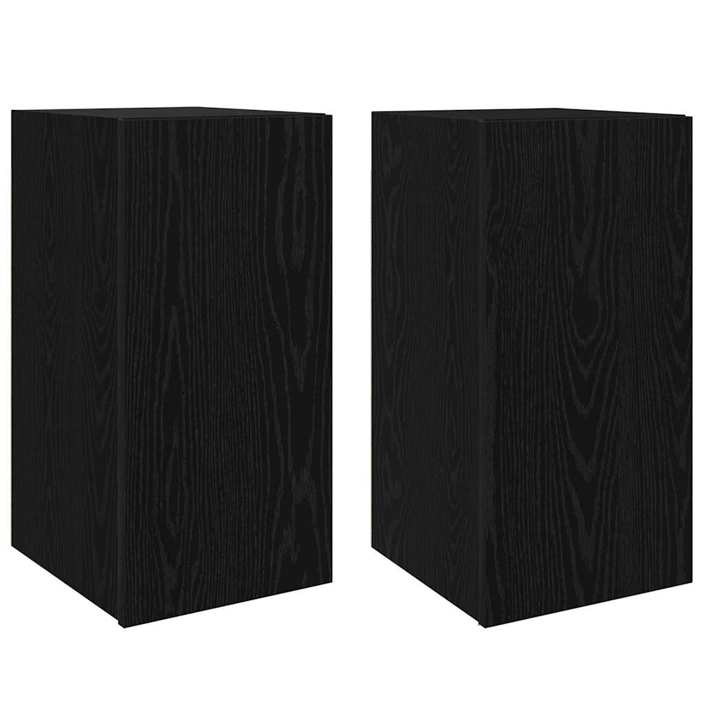 Vägg TV Skåp 2 pcs Svart Ek 30,5 x 30 x 60 cm Konstruerat trä