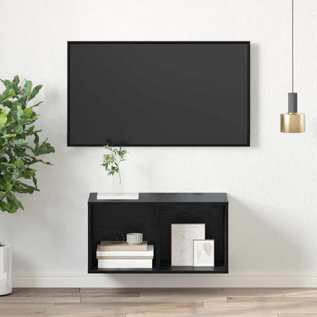 TV-bänkset Svart Ek 37 x 37 x 72 cm Konstruerat trä