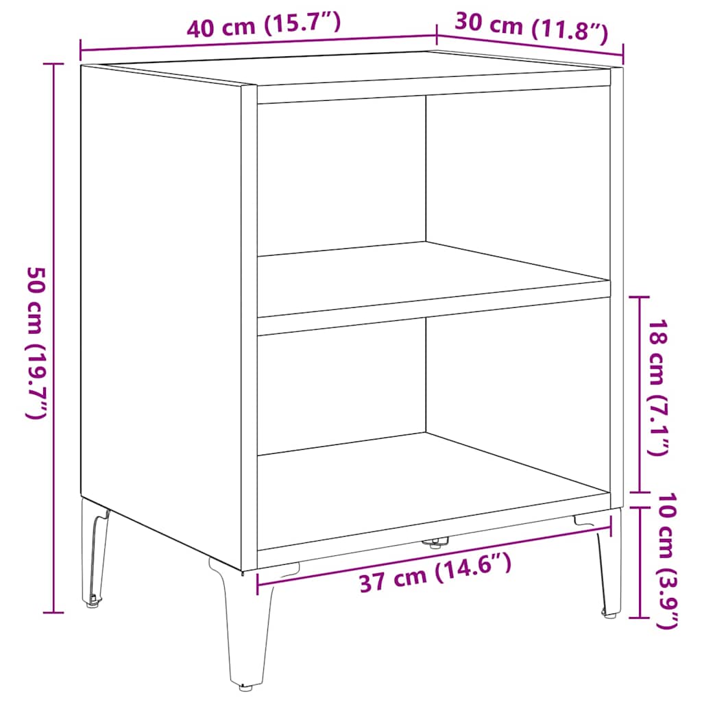 Nattduksbord 2 pcs Svart Ek 40 x 30 x 50 cm Konstruerat trä