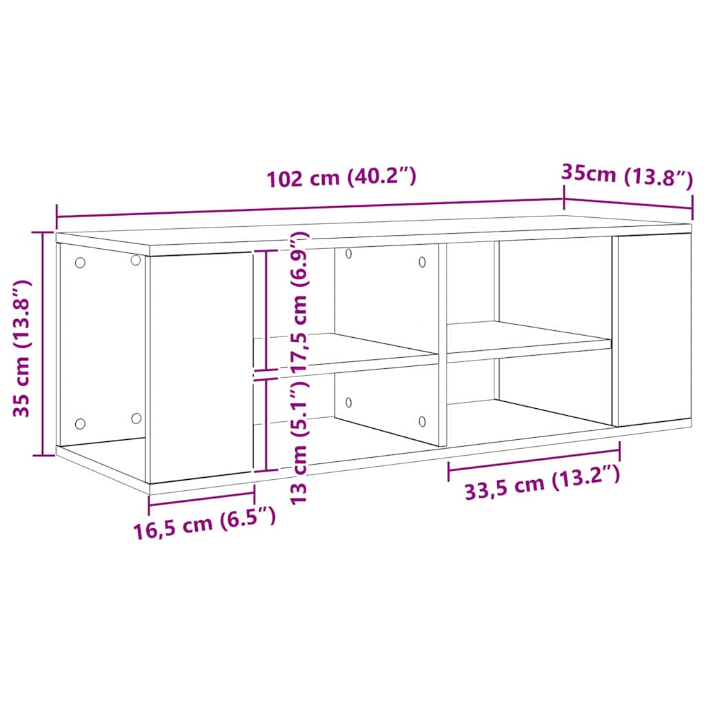 TV-bänkset Gammalt trä 102 x 35 x 35 cm Konstruerat trä