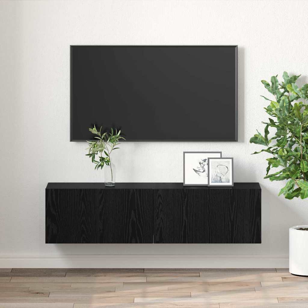 TV-bänkset 2 pcs Svart 60 x 30 x 30 cm Konstruerat trä