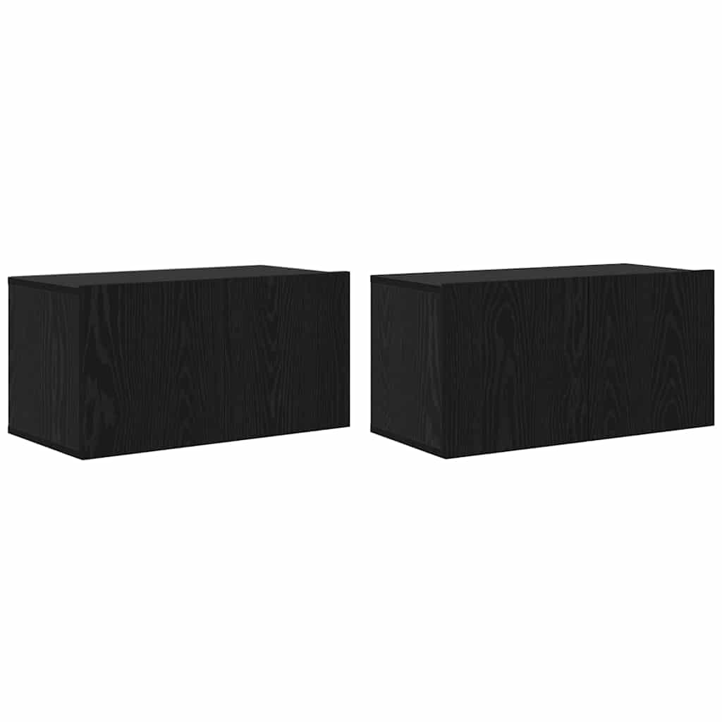 TV-bänkset 2 pcs Svart 60 x 30 x 30 cm Konstruerat trä