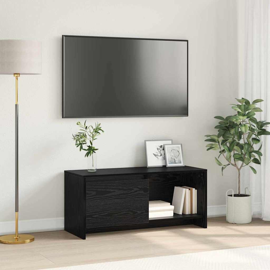 TV-bänkset Svart Ek 90 x 35 x 40 cm Konstruerat trä