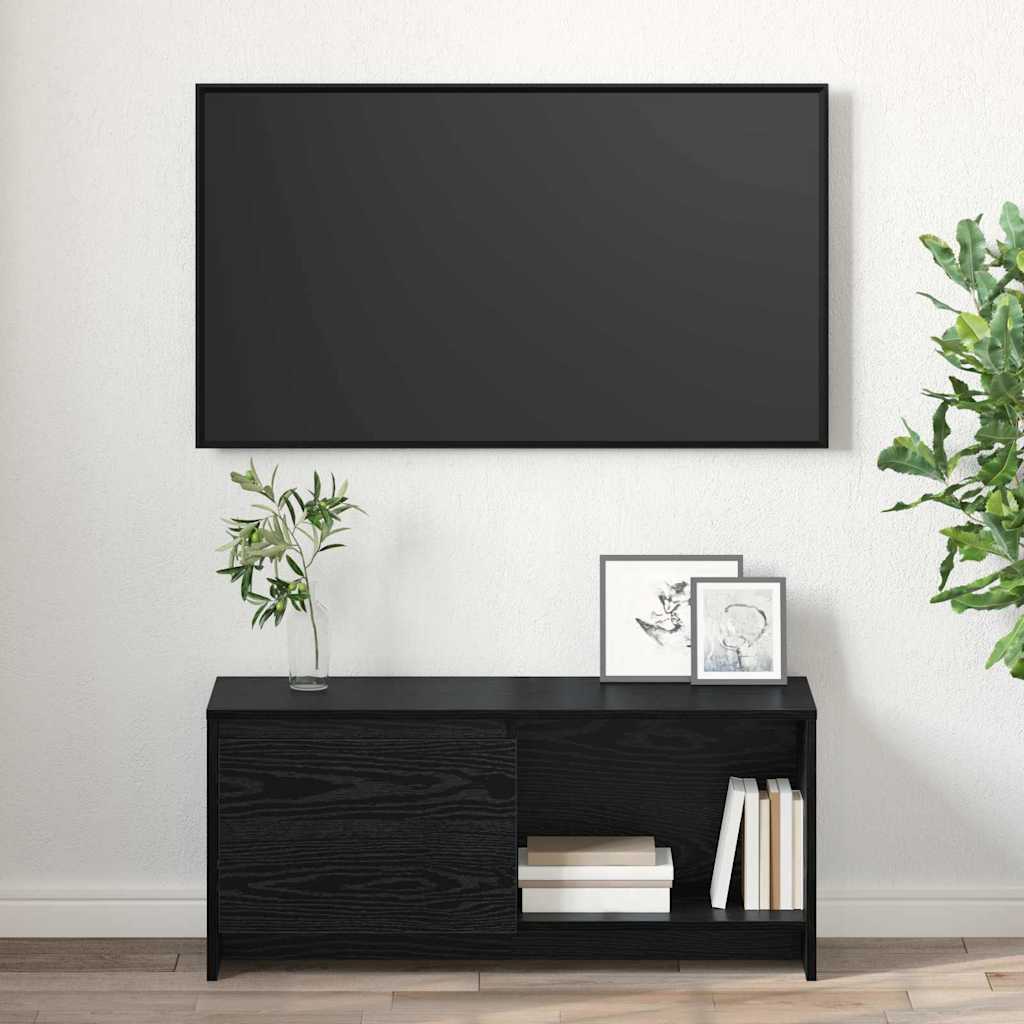 TV-bänkset Svart Ek 90 x 35 x 40 cm Konstruerat trä