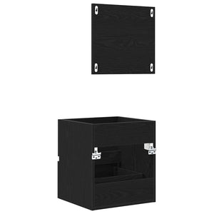 Badrumsskåp med låda Svart Ek 41 x 38,5 x 45 cm Konstruerat trä