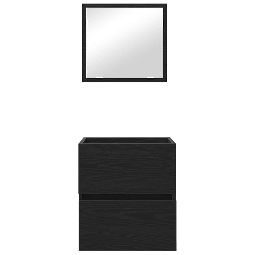Badrumsskåp med låda Svart Ek 41 x 38,5 x 45 cm Konstruerat trä