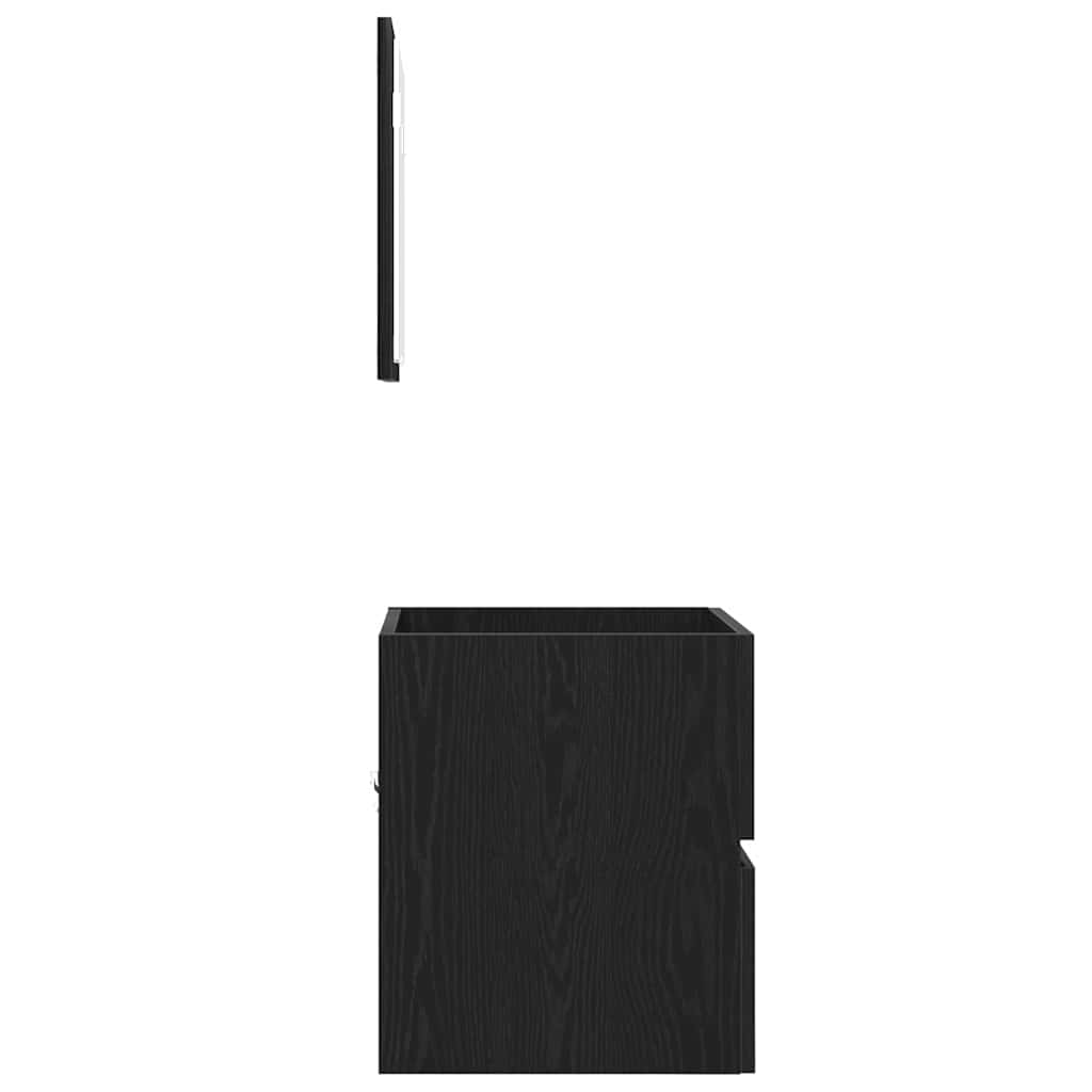 Badrumsskåp med låda Svart Ek 41 x 38,5 x 45 cm Konstruerat trä