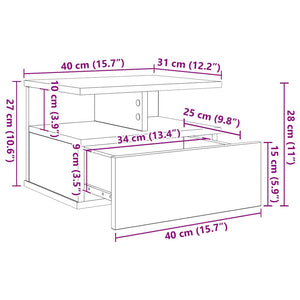 Flytande Nattduksbord Svart Ek 40 x 31 x 27 cm Konstruerat trä