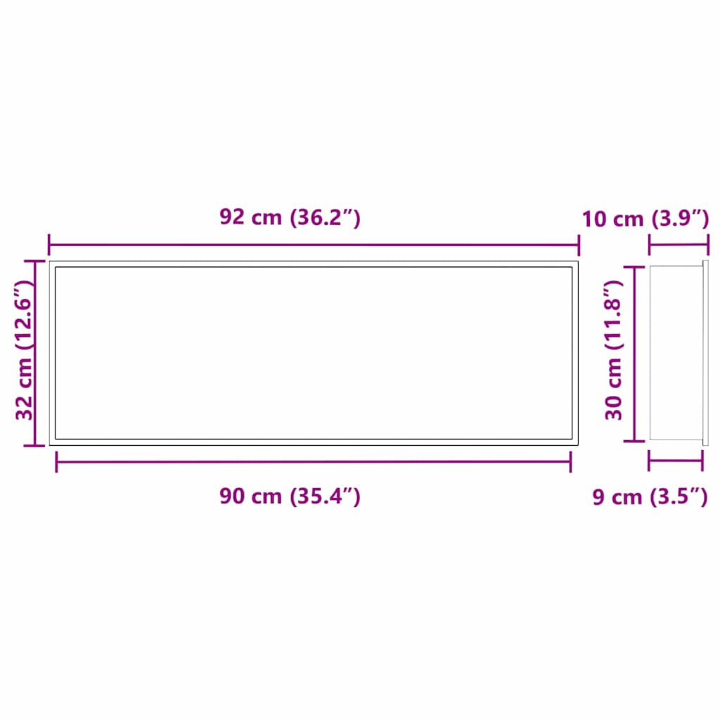 Dusch Nisch Svart 90 x 30 x 9,5 cm Rostfritt stål