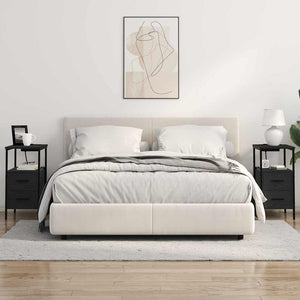 Nattduksbord med låda Svart Ek 30 x 48 x 61 cm Konstruerat trä