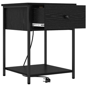 Nattduksbord 2 pcs Svart Ek 42 x 41 x 56 cm Konstruerat trä