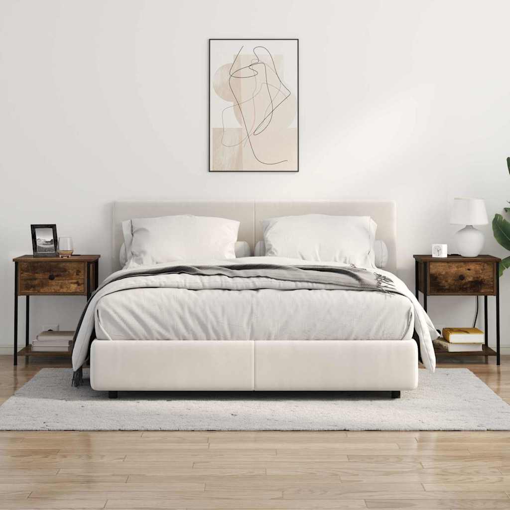 Nattduksbord 2 pcs Rökt ek 42 x 41 x 56 cm Konstruerat trä