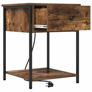 Nattduksbord 2 pcs Rökt ek 42 x 41 x 56 cm Konstruerat trä