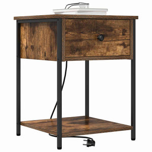 Nattduksbord 2 pcs Rökt ek 42 x 41 x 56 cm Konstruerat trä