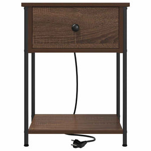 Nattduksbord med låda Brun Ek 42 x 41 x 56 cm Konstruerat trä