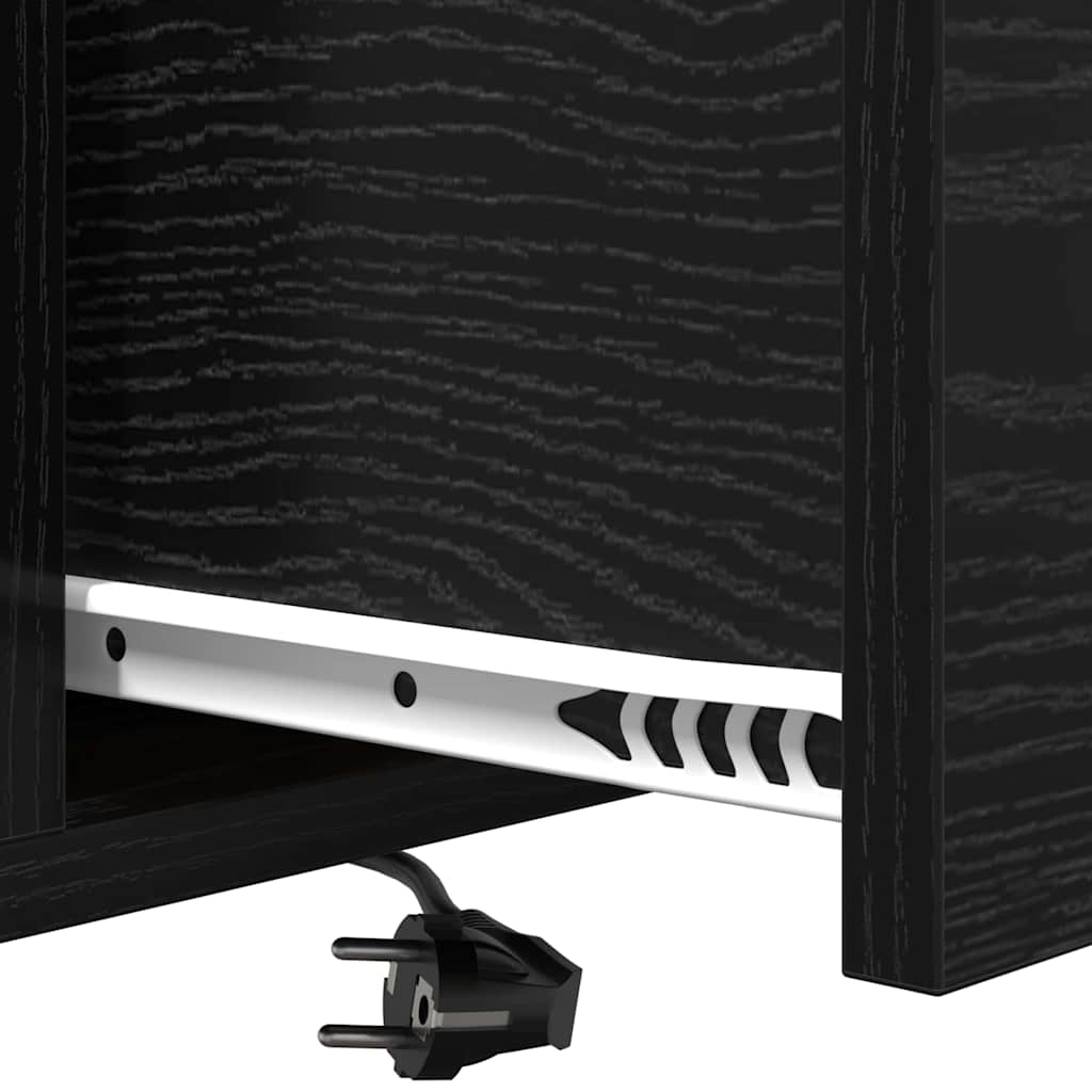 Nattduksbord 2 pcs Svart Ek 42 x 41 x 56 cm Konstruerat trä