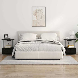 Nattduksbord 2 pcs Svart Ek 42 x 41 x 56 cm Konstruerat trä