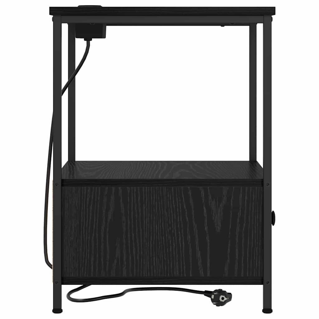 Nattduksbord 2 pcs Svart Ek 42 x 41 x 56 cm Konstruerat trä