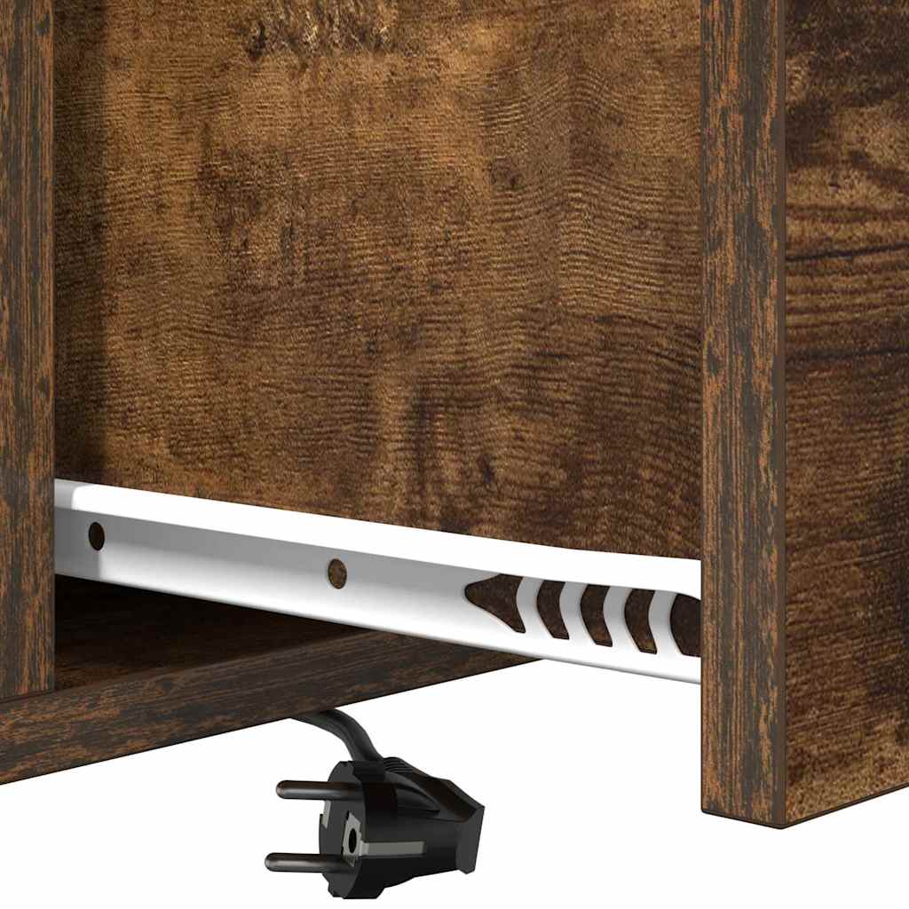 Nattduksbord med låda Rökt ek 42 x 41 x 56 cm Konstruerat trä