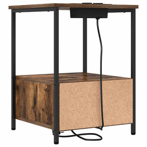 Nattduksbord med låda Rökt ek 42 x 41 x 56 cm Konstruerat trä