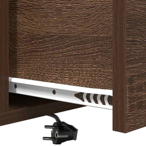 Nattduksbord med låda Brun Ek 42 x 41 x 56 cm Konstruerat trä