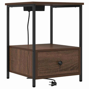 Nattduksbord med låda Brun Ek 42 x 41 x 56 cm Konstruerat trä