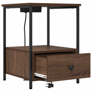 Nattduksbord med låda Brun Ek 42 x 41 x 56 cm Konstruerat trä