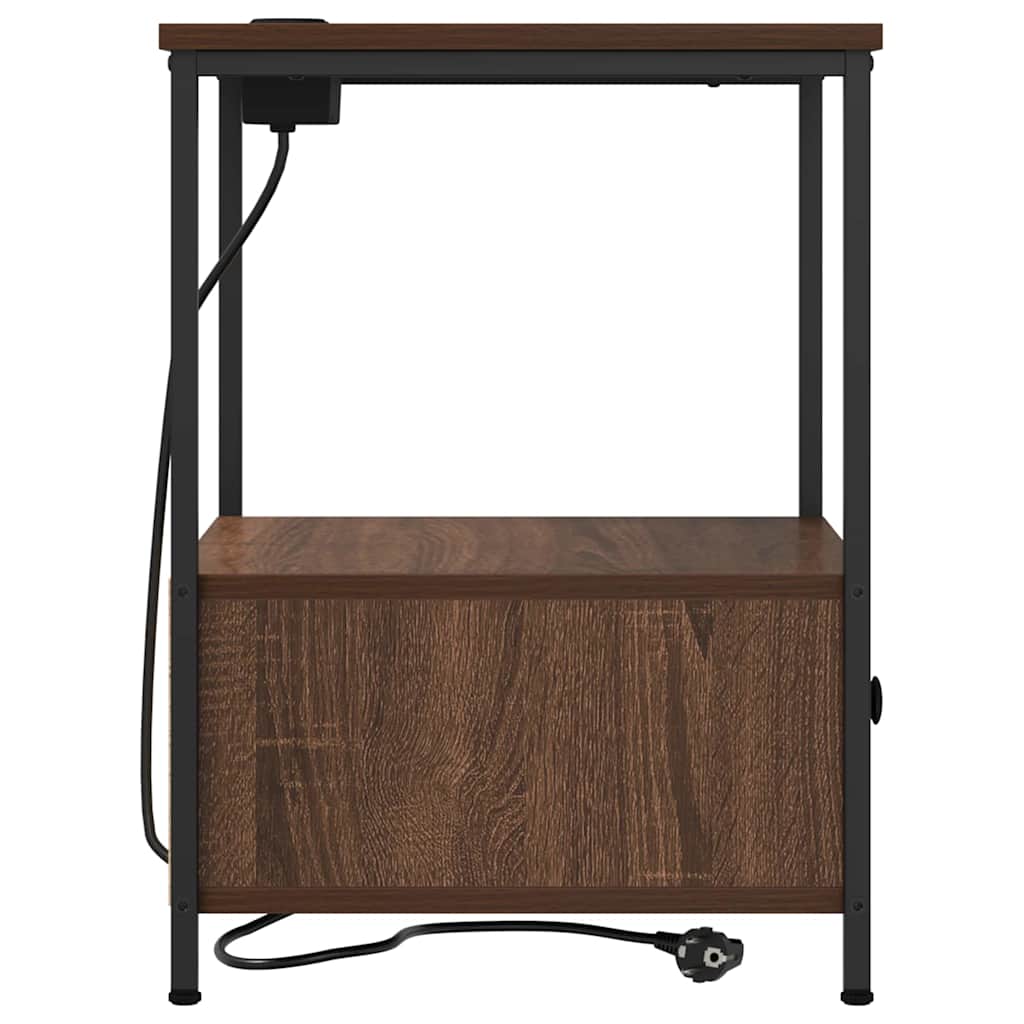 Nattduksbord med låda Brun Ek 42 x 41 x 56 cm Konstruerat trä