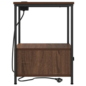 Nattduksbord med låda Brun Ek 42 x 41 x 56 cm Konstruerat trä