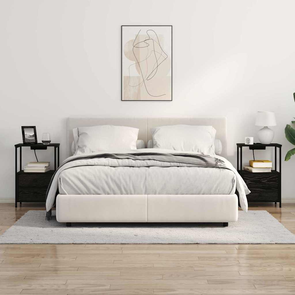 Nattduksbord 2 pcs Svart Ek 40 x 31 x 60 cm Konstruerat trä