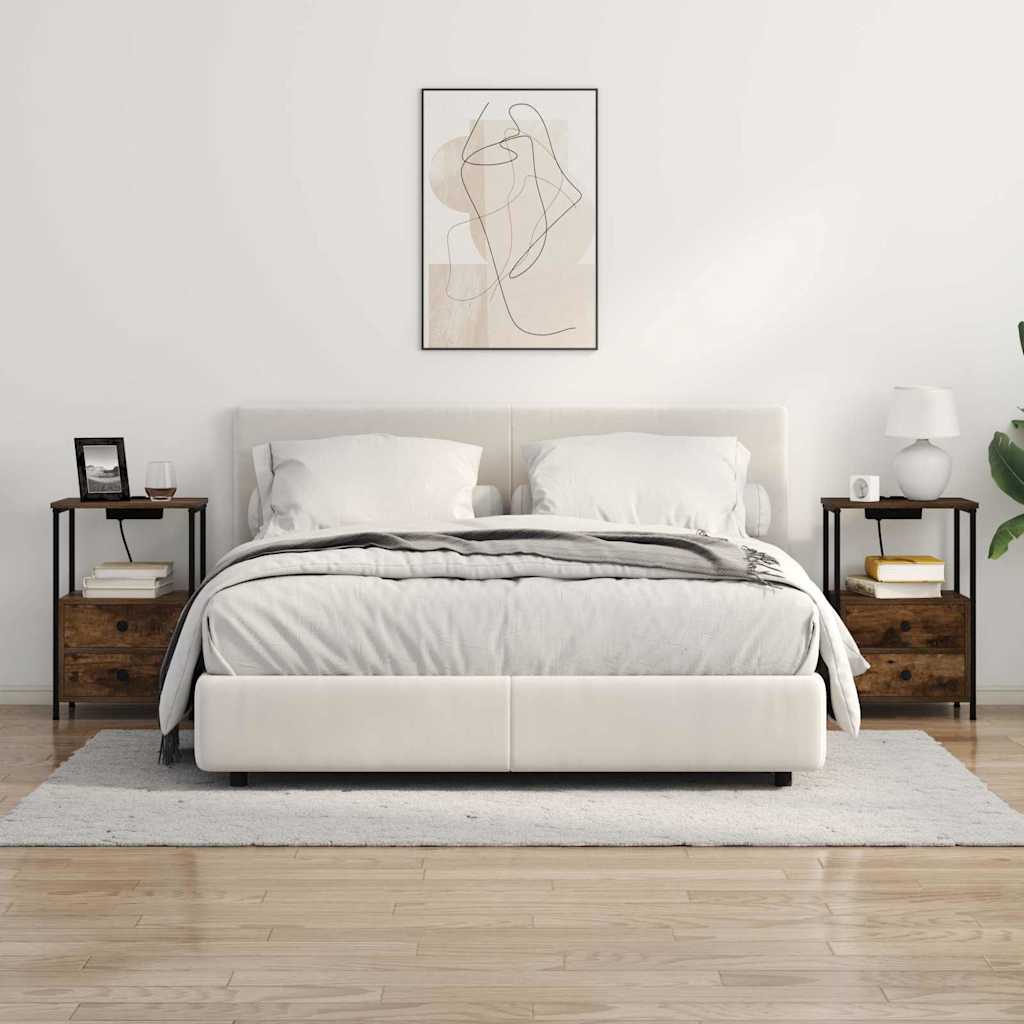 Nattduksbord med låda Rökt ek 40 x 31 x 60 cm Konstruerat trä