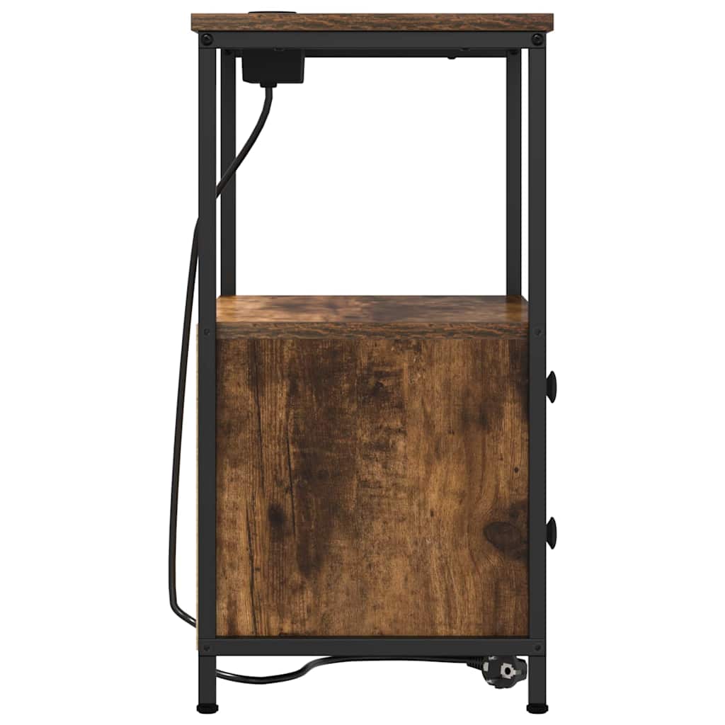 Nattduksbord med låda Rökt ek 40 x 31 x 60 cm Konstruerat trä