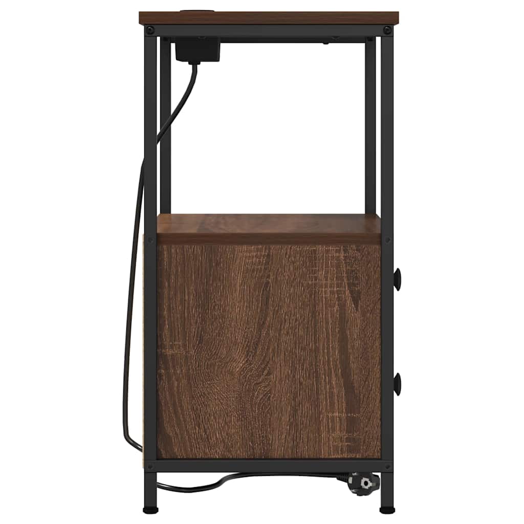 Nattduksbord 2 pcs Brun Ek 40 x 31 x 60 cm Konstruerat trä