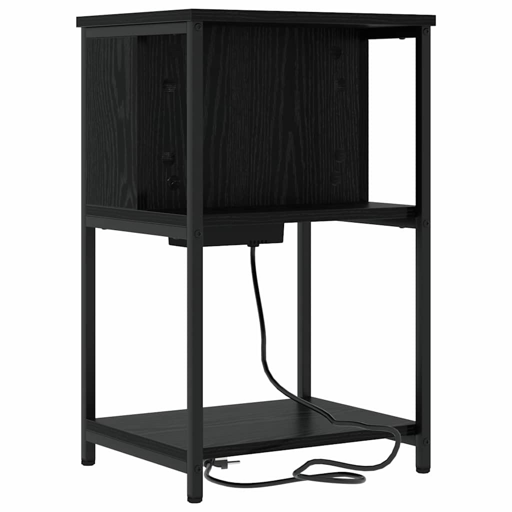 Nattduksbord 2 pcs Svart Ek 38 x 31 x 61 cm Konstruerat trä