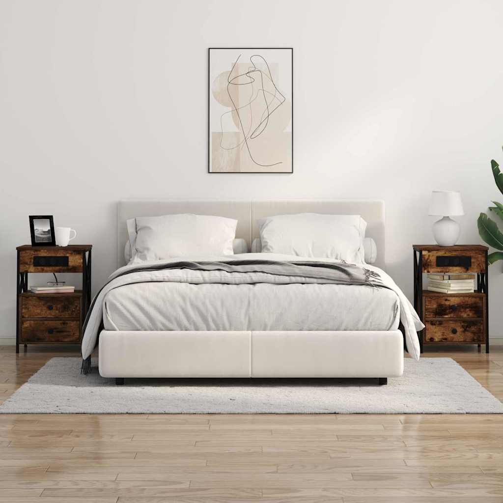 Nattduksbord med låda Rökt ek 40 x 31 x 60 cm Konstruerat trä