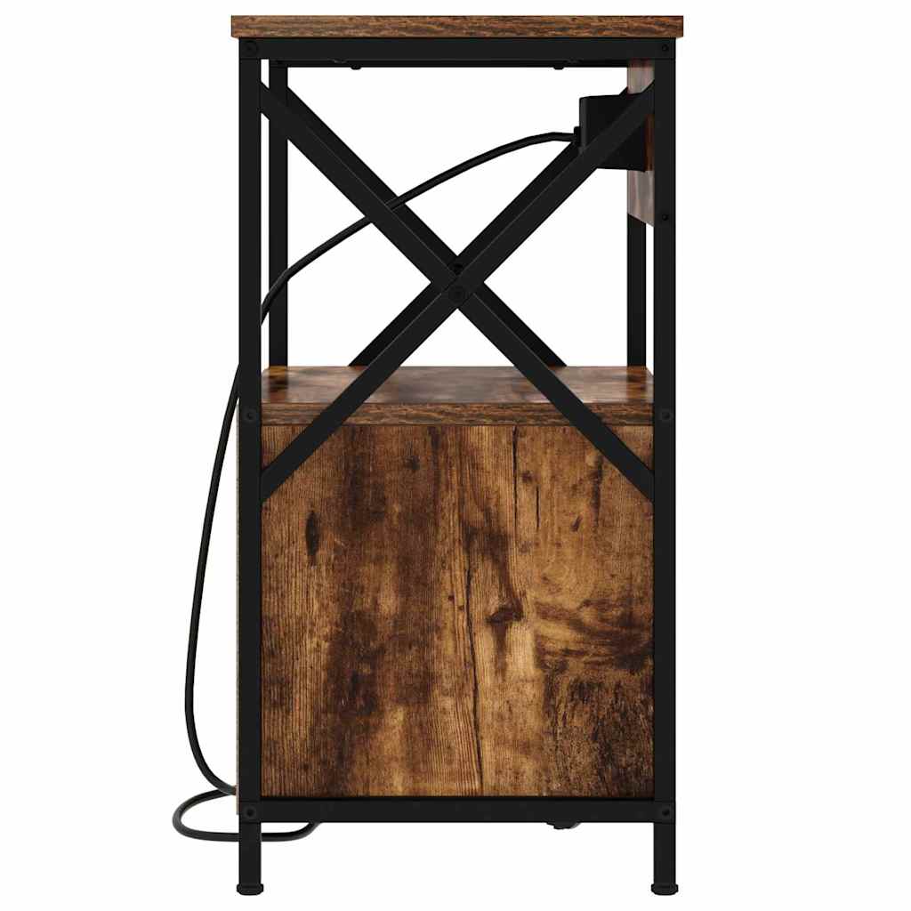 Nattduksbord med låda Rökt ek 40 x 31 x 60 cm Konstruerat trä