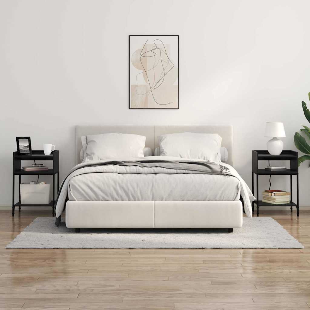 Nattduksbord 2 pcs Svart Ek 40 x 40 x 61 cm Konstruerat trä