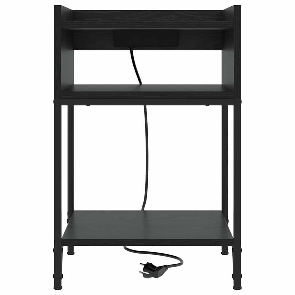 Nattduksbord 2 pcs Svart Ek 40 x 40 x 61 cm Konstruerat trä