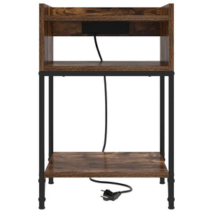 Nattduksbord med hylla Rökt ek 40 x 40 x 61 cm Konstruerat trä