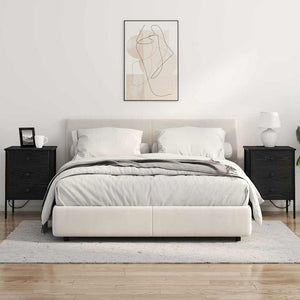 Nattduksbord med låda Svart Ek 42 x 41 x 61 cm Konstruerat trä