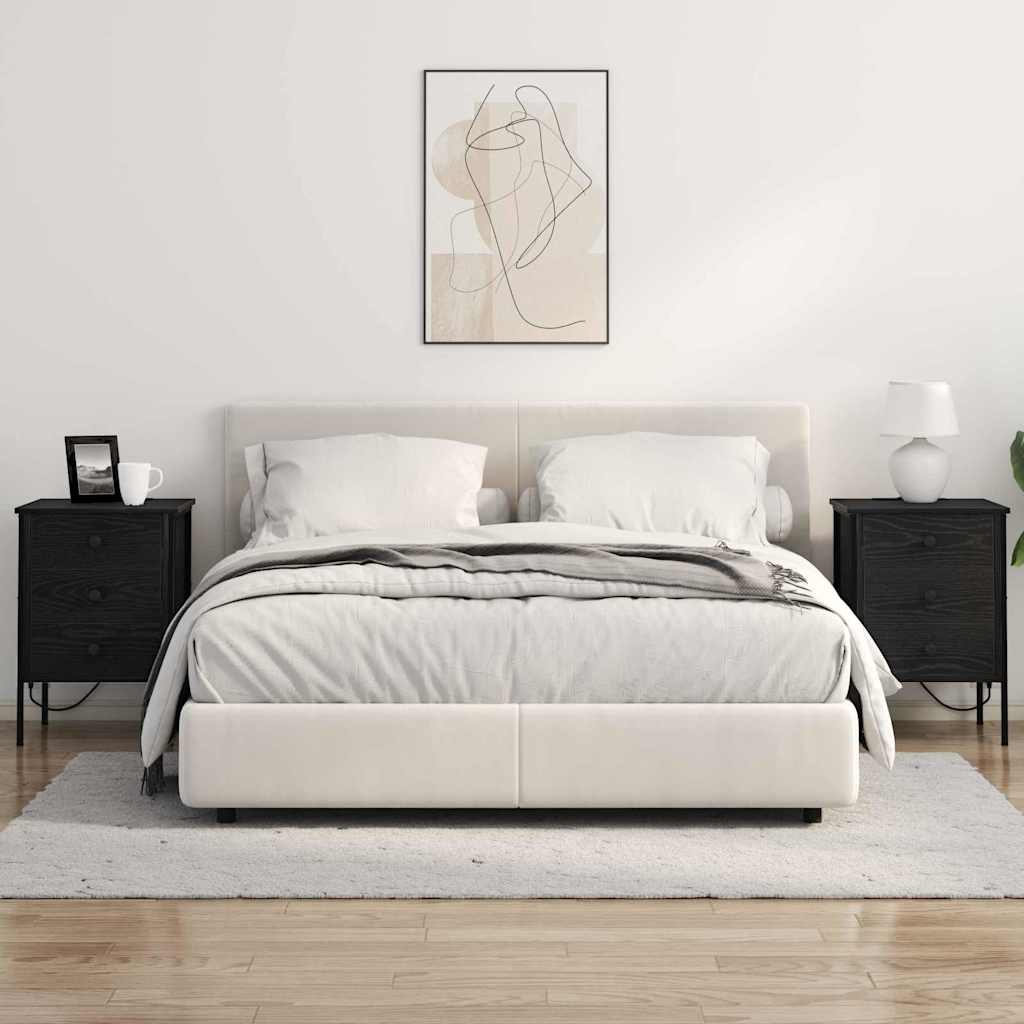 Nattduksbord 2 pcs Svart Ek 42 x 41 x 61 cm Konstruerat trä