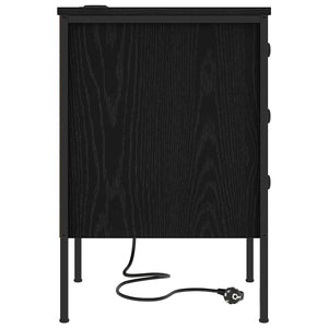 Nattduksbord 2 pcs Svart Ek 42 x 41 x 61 cm Konstruerat trä