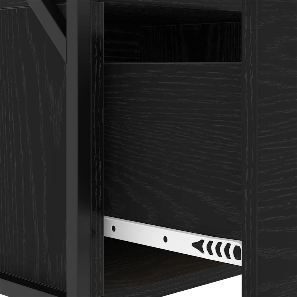 Nattduksbord 2 pcs Svart Ek 40 x 31 x 60 cm Konstruerat trä