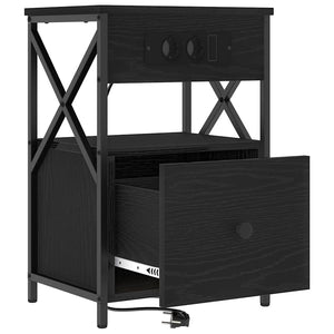 Nattduksbord 2 pcs Svart Ek 40 x 31 x 60 cm Konstruerat trä