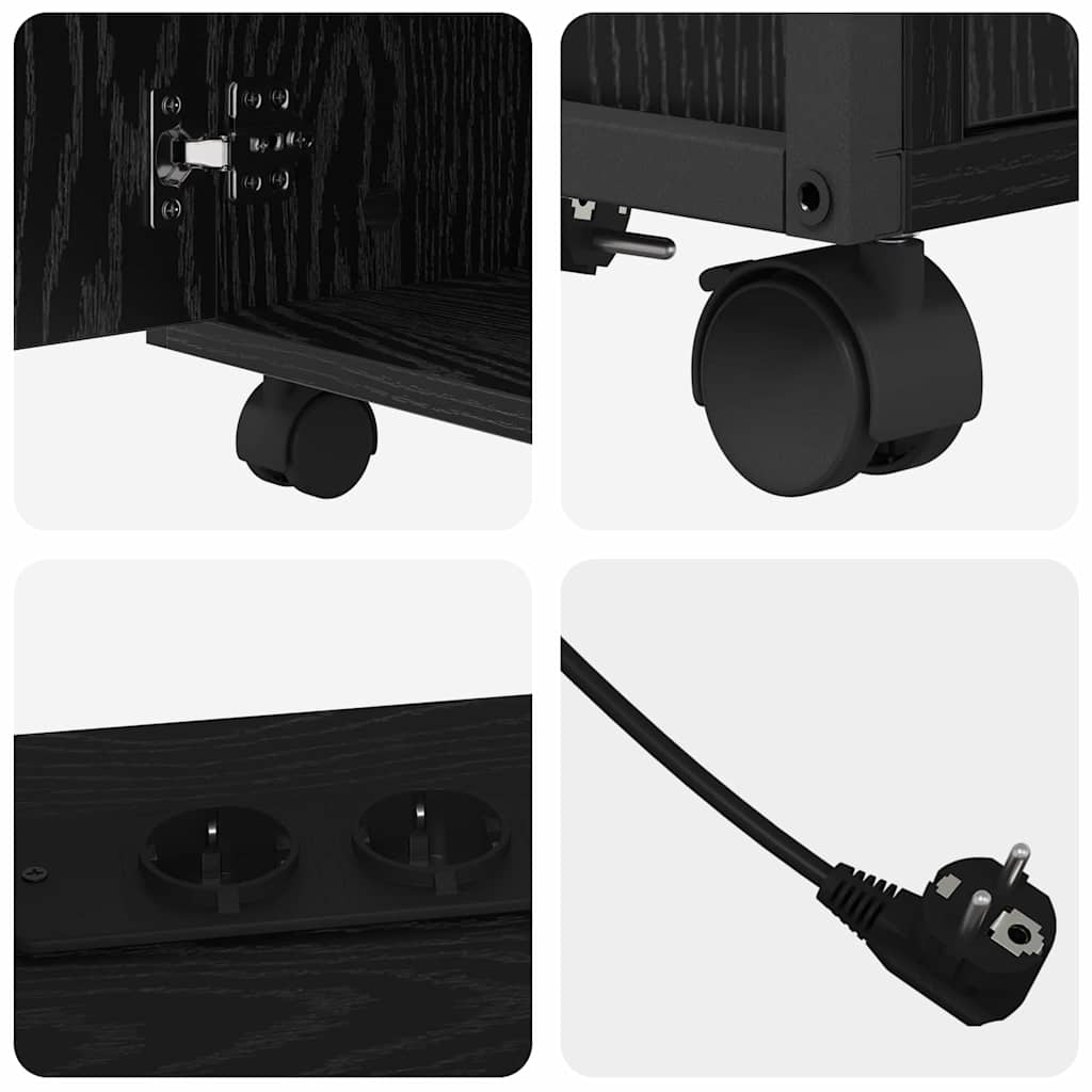 Skåp med laddstation Svart Ek 61 x 46 x 67 cm Konstruerat trä