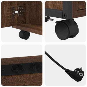 Skåp med laddstation Brun Ek 61 x 46 x 67 cm Konstruerat trä