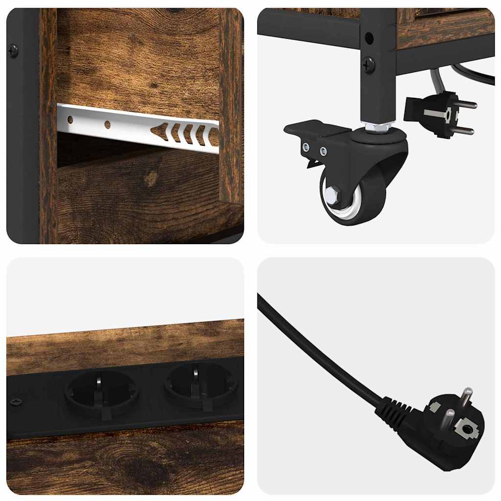 Skåp med laddstation Rökt ek 76 x 41 x 72 cm Konstruerat trä