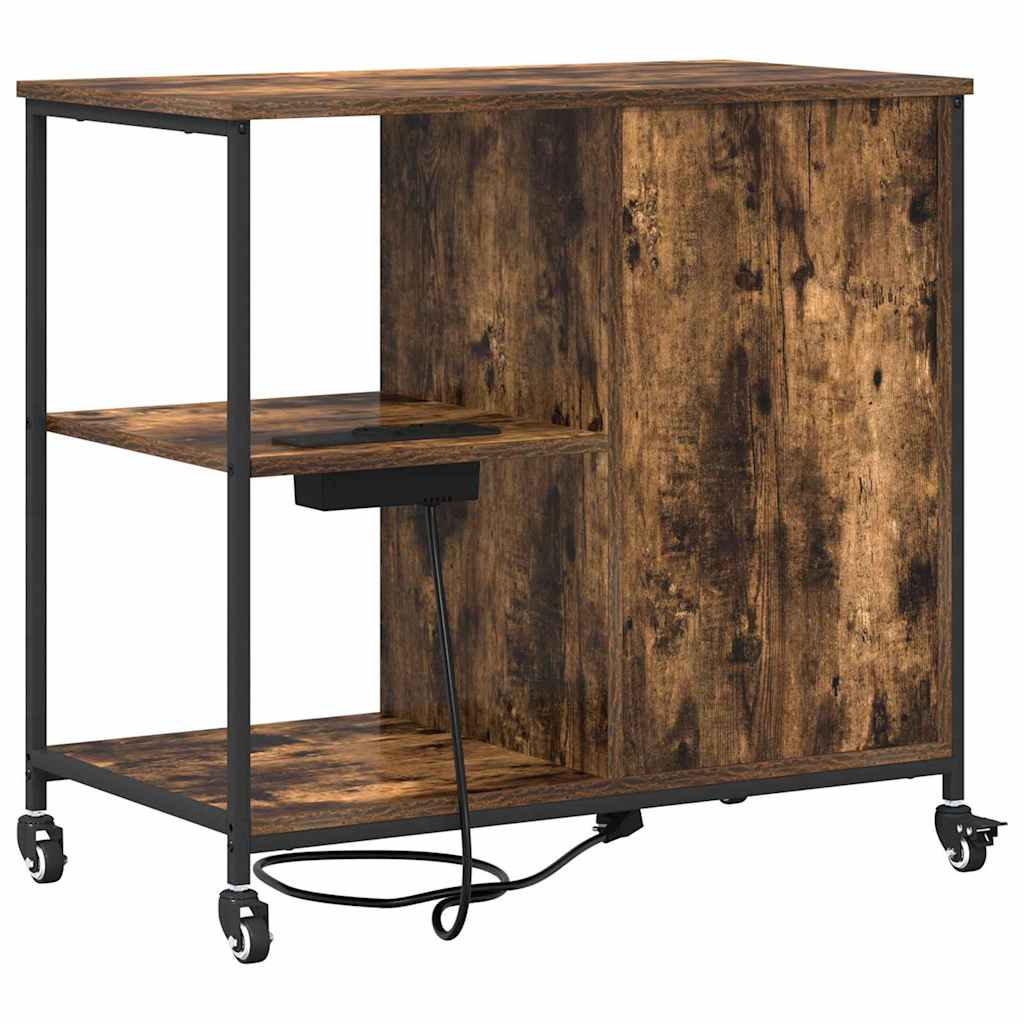 Skåp med laddstation Rökt ek 76 x 41 x 72 cm Konstruerat trä