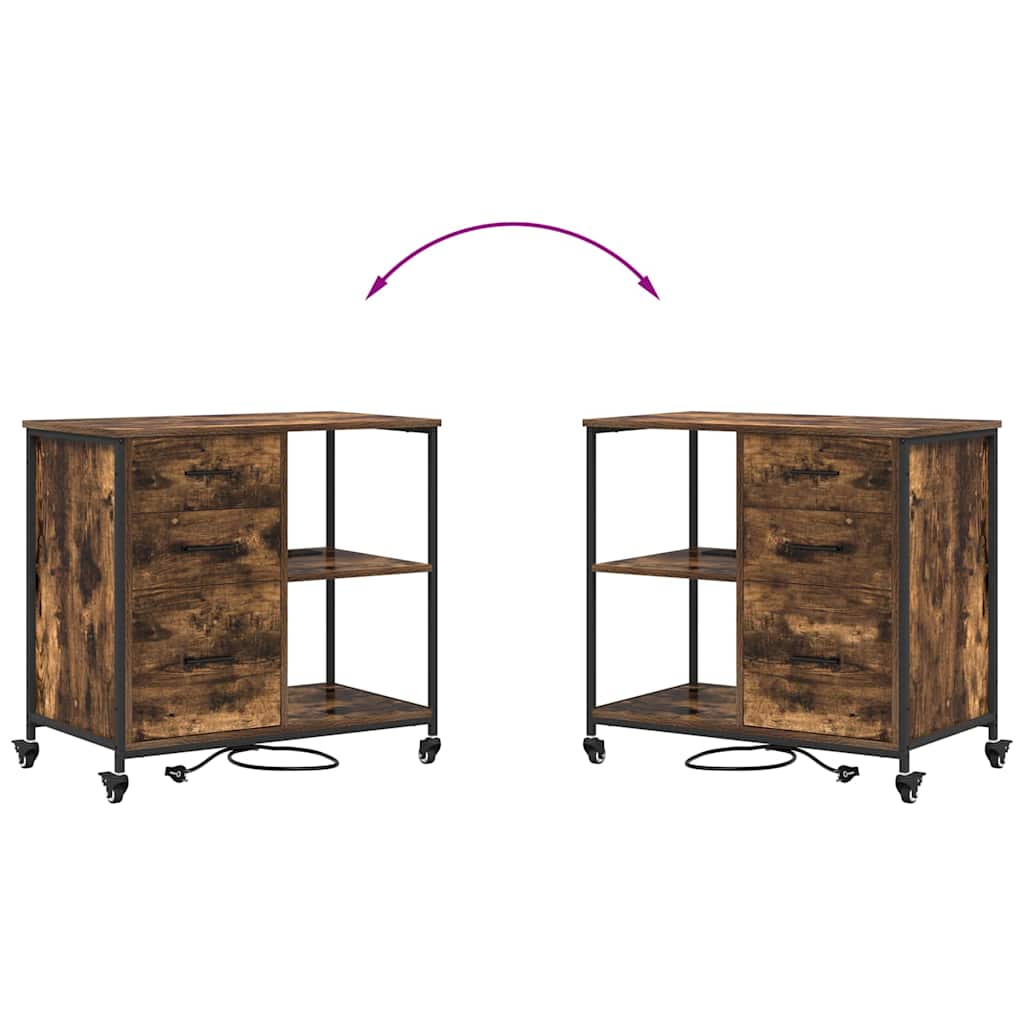 Skåp med laddstation Rökt ek 76 x 41 x 72 cm Konstruerat trä